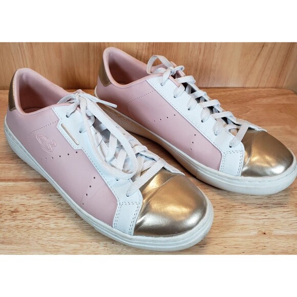 Skechers C3 Sneakers Women’s Size 8 Pink White Gold Toe Casual Comfort Shoes - Picture 1 of 11